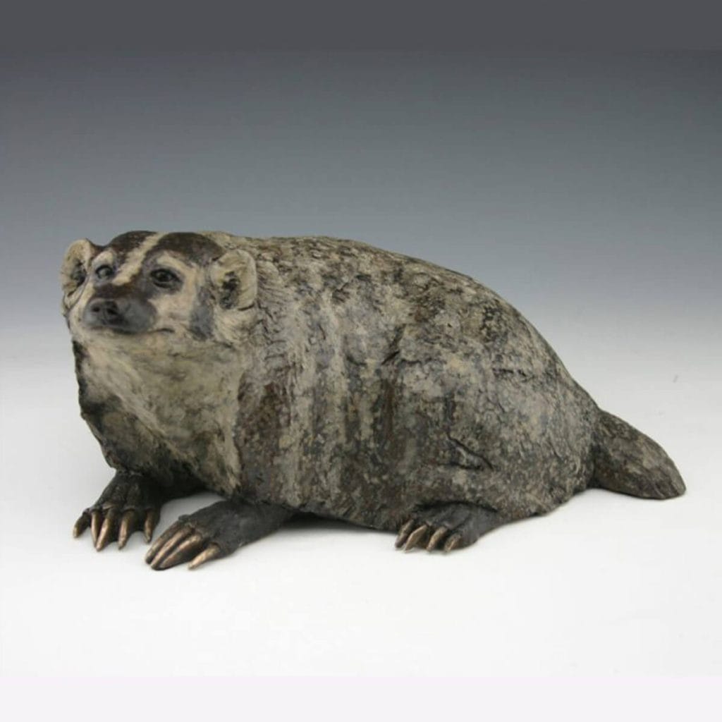 Badger bronze sculpture by Mark Dziewior at 7 Mile Creek Studio.