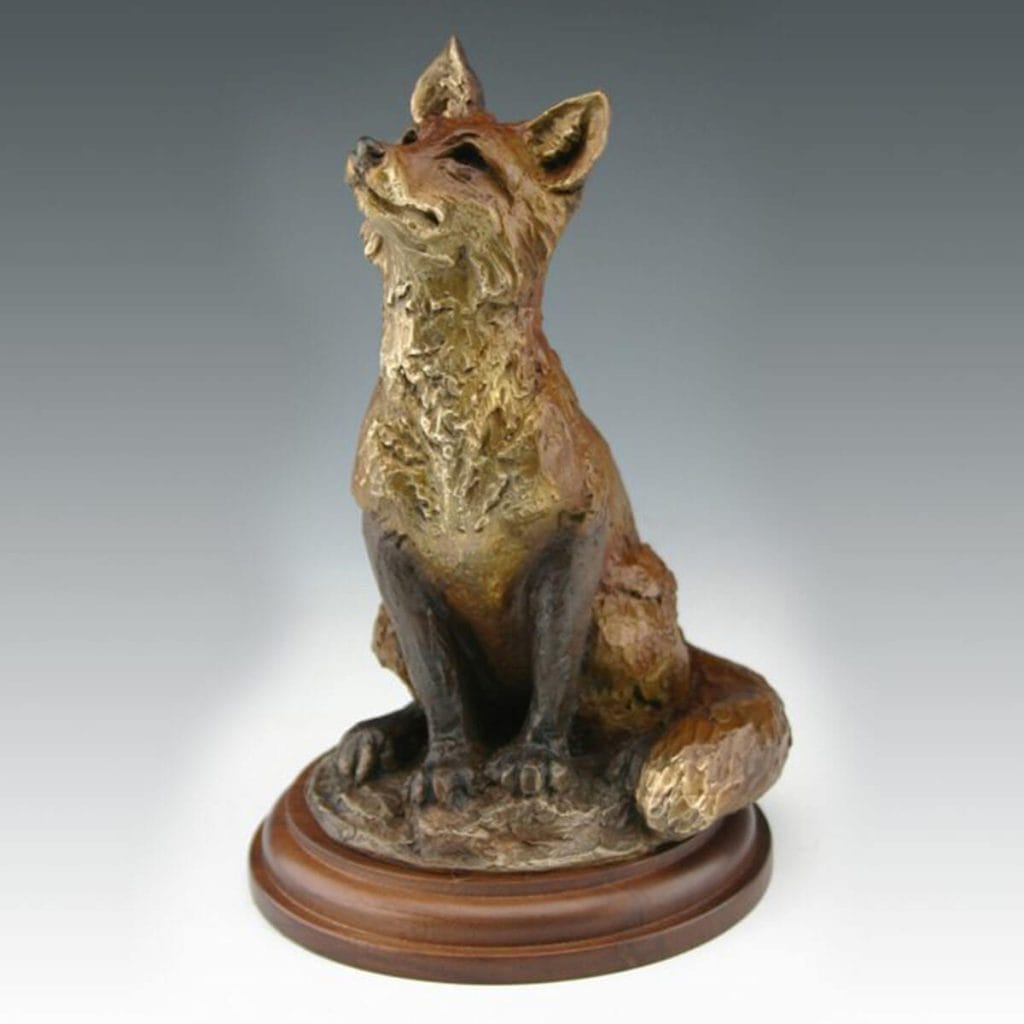 Little Red bronze fox sculpture by Mark Dziewior at 7 Mile Creek Studio.